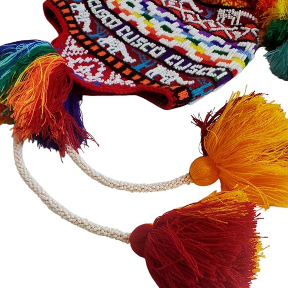 Authentic Cusco Andean Chullo Hat – Handwoven Alpaca Wool Winter Hat with Rainbo - Picture 3 of 3